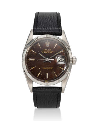 ROLEX, REF. 1603, DATEJUST, A FINE STEEL “TROPICAL DIAL” WRISTWATCH WITH DATE AND “BAMBOO” BEZEL - photo 1