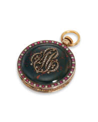 LEROY & FILS, A VERY FINE AND RARE BLOODSTONE, 18K YELLOW GOLD, DIAMOND, AND GEM-SET POCKET WATCH