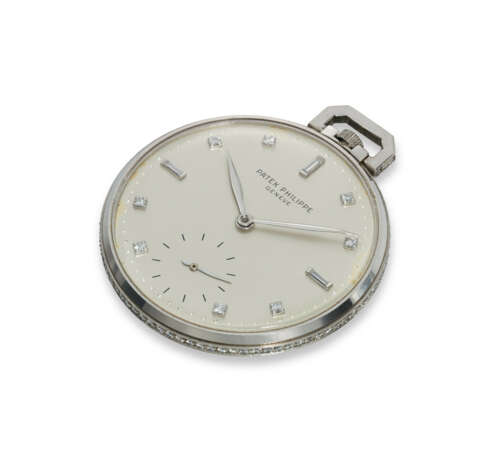 PATEK PHILIPPE, REF. 600/3, A VERY FINE AND RARE PLATINUM AND DIAMOND-SET POCKET WATCH WITH SUBSIDIARY SECONDS - фото 2