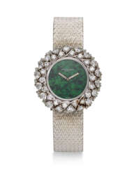 AUDEMARS PIGUET, ‘JOAILLERIE’, A FINE 18K WHITE GOLD DIAMOND-SET BRACELET WATCH WITH GREEN JADE DIAL