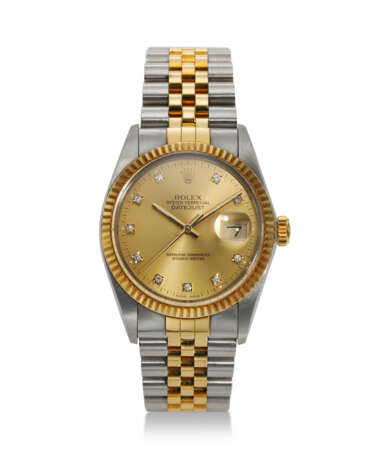 ROLEX, REF. 16013, DATEJUST, A FINE STEEL AND 18K YELLOW GOLD WRISTWATCH WITH DATE AND DIAMOND-SET DIAL - photo 1