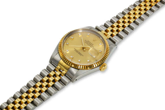 ROLEX, REF. 16013, DATEJUST, A FINE STEEL AND 18K YELLOW GOLD WRISTWATCH WITH DATE AND DIAMOND-SET DIAL - photo 2