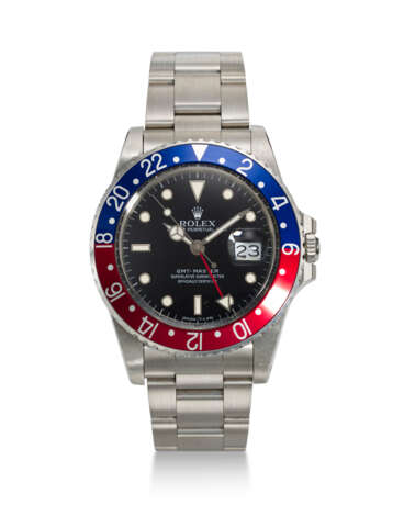 ROLEX, REF. 16750, GMT-MASTER, “PEPSI”, A FINE STEEL GMT WRISTWATCH WITH DATE - фото 1