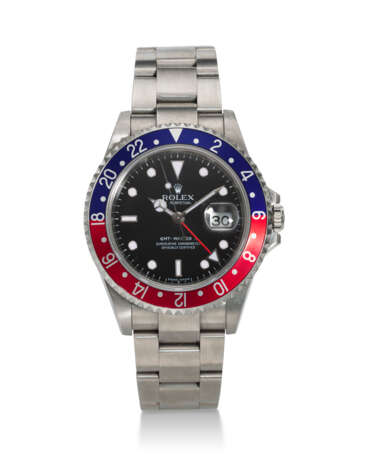 ROLEX, REF. 16710, GMT-MASTER II, “PEPSI”, A FINE STEEL GMT WRISTWATCH WITH DATE - photo 1