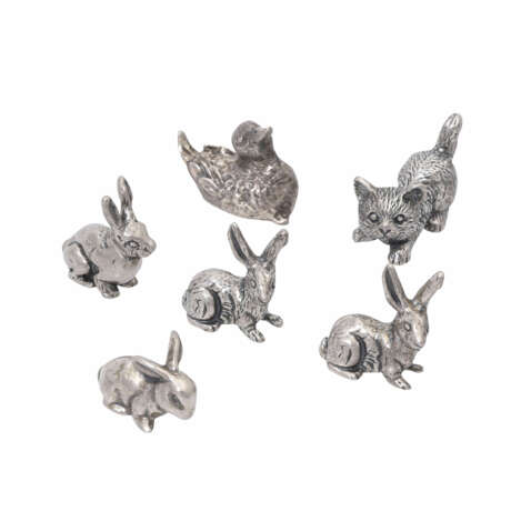 6 Miniaturtierfiguren aus Silber, 20./21. Jh. - photo 1