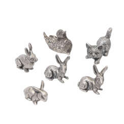 6 Miniaturtierfiguren aus Silber, 20./21. Jh.