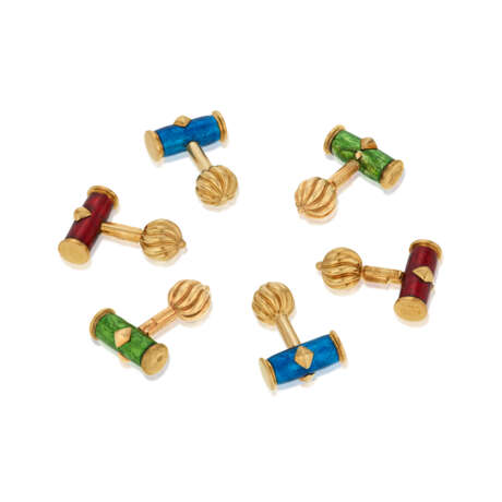 NO RESERVE | TIFFANY & CO., JEAN SCHLUMBERGER ENAMEL AND GOLD CUFFLINKS - фото 1