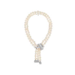 CULTURED PEARL AND DIAMOND 'TASSEL' NECKLACE MOUNTED BY VERDURA