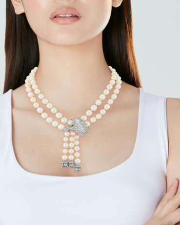 CULTURED PEARL AND DIAMOND 'TASSEL' NECKLACE MOUNTED BY VERDURA - photo 2