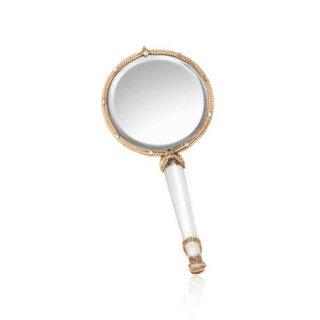 NO RESERVE | STERLÉ ROCK CRYSTAL, DIAMOND AND GOLD HAND MIRROR - photo 2