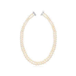 NO RESERVE | DAVID WEBB DOUBLE-STRAND CULTURED PEARL AND DIAMOND NECKLACE