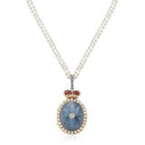 NO RESERVE | MULTI-GEM AND DIAMOND NECKLACE AND LOCKET PENDANT - Foto 1