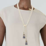 SEAMAN SCHEPPS CULTURED PEARL, SAPPHIRE, AND MOTHER-OF-PEARL TASSEL NECKLACE - Foto 2