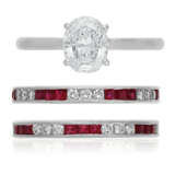 CARTIER DIAMOND RING WITH DIAMOND AND RUBY ETERNITY BANDS - Foto 4