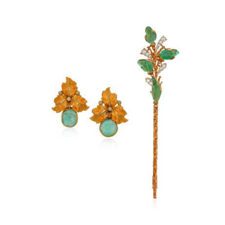 NO RESERVE | BUCCELLATI GROUP OF GREEN BERYL AND GOLD JEWELRY - фото 1