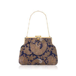 ALFRED DUNHILL BROCADE FABRIC, GOLD, SAPPHIRE AND DIAMOND EVENING PURSE
