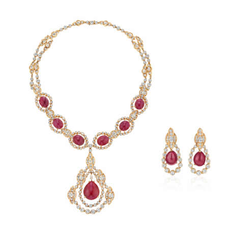 JACQUES TIMEY SET OF RUBY AND DIAMOND JEWELRY - фото 1