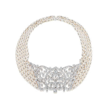 NO RESERVE | SEED PEARL AND DIAMOND CHOKER - фото 1