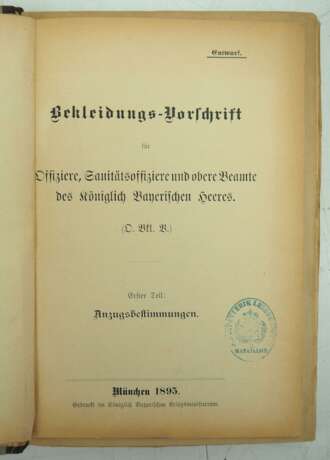 Bekleidungsvorschrift für Offiziere, Sanitätsoffiziere und obere Beamte des Königlich Bayerischen Heeres. - Foto 2