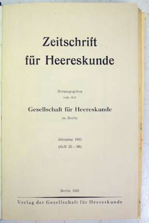Gesellschaft für Heereskunde : Zeitschrift für Heereskunde, Jahrgang 1931/ 32. - Foto 2