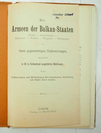 Die Armeen der Balkanstaaten (Türkei, Griechenland, Rumänien, Serbien, Bulgarien, Montenegro) in ihren gegenwärtigen Uniformierungen, dargestellt in 64 in Farbendruck ausgeführten Abbildungen. - photo 2