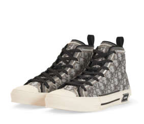A PAIR OF SILVER OBLIQUE CANNETILLE B23 HIGH-TOP SNEAKERS BY PETER DOIG