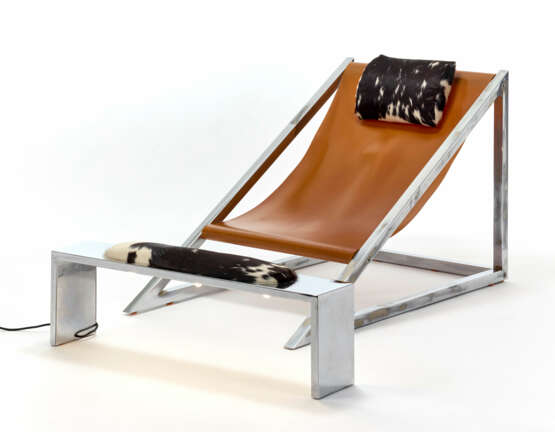 Armchair and bright footrest model "Mies" - photo 1