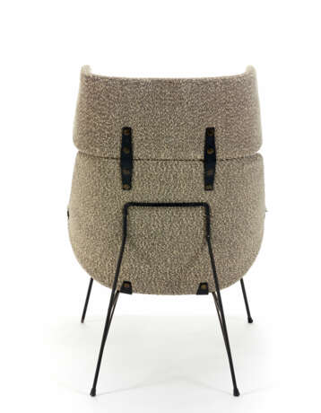 * Armchair with painted metal rod frame, brass ferrules, wool fabric cover - Foto 5