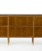 Tito Bassanesi Varisco ( 1915-1988 ). Sideboard with three folding doors and four doors in solid wood and veneered
