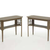 Pair of Déco console tables with two shelves - photo 1