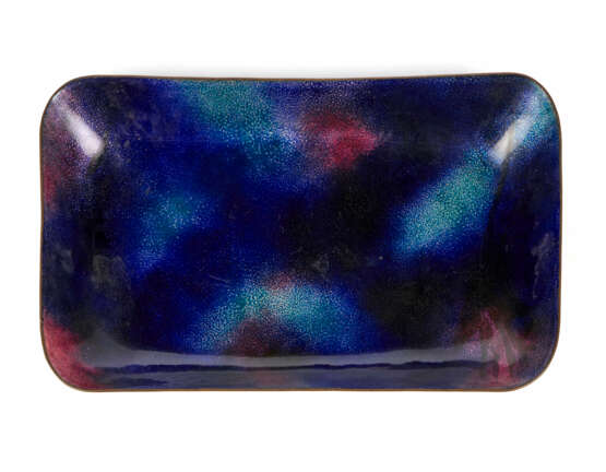 Enameled copper coin tray in shades of blue, red and green - photo 1