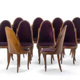 Group of ten chairs, veneered and inlaid with different precious woods and mother-of-pearl - photo 1