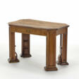 Solid veneered wood with a drawer, shaped uprights on frame bases - Prix ​​des enchères