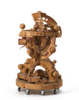 Sfera armillare | Solid stone pine wood sculpture