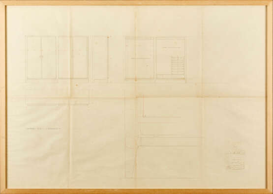 Two executive drawings for a two-compartment mahogany wardrobe with internal drawers - фото 1