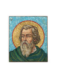 Mosaic with polychrome glass tiles depicting the face of Saint Paul
