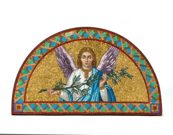 Mosaic with polychrome glass tiles depicting an angel with olive branch - photo 1