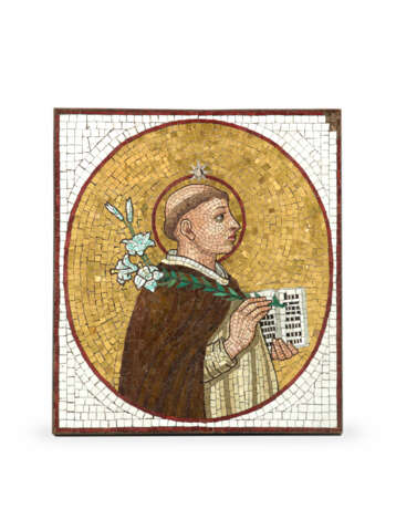Mosaic with polychrome glass tiles depicting the profile of Saint Anthony of Padua - Foto 1