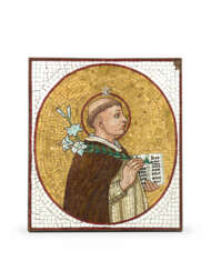 Mosaic with polychrome glass tiles depicting the profile of Saint Anthony of Padua