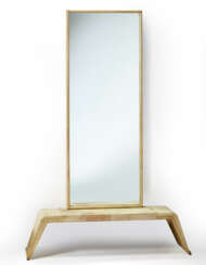 Déco standing mirror with wooden frame fully covered in parchment