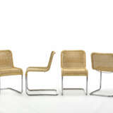 Group of four chairs with chrome-plated tubular metal frame, wicker seat and backrest - Foto 1