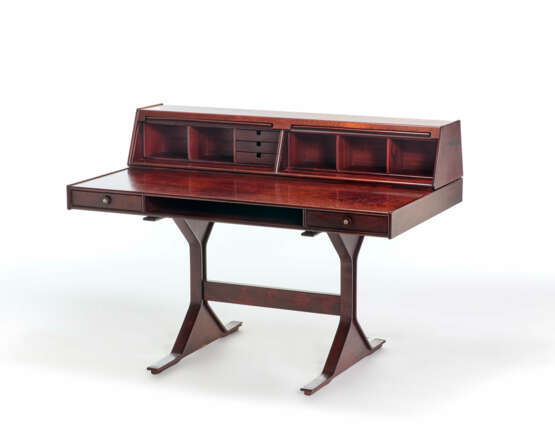 Desk with two drawers and shelf with roller shutter document holder model "530" - photo 1