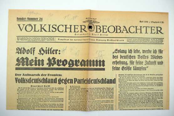 A. Hitler : Völkischer Beobachter; Reichsausgabe. 3 Ausgaben. - photo 3