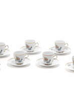 Ginori Porcelain Factory. Coffee service consisting of eight cups with saucers, in polychrome painted porcelain with floral motifs