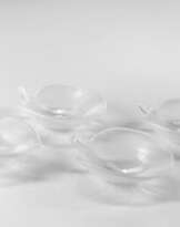 Four half filigree lattimo colorless transparent blown glass leaves