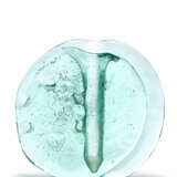 Aqua green transparent crystal glass with black inclusions soliflore vase - фото 1
