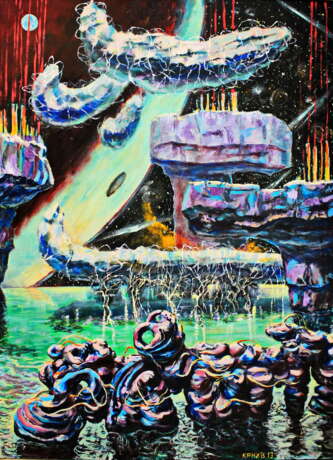 “Bay Of Thunder” Canvas Oil paint Surrealism Landscape painting 2013 - photo 1