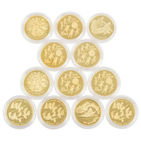 12 x Kanada/GOLD - 100 Dollars der Jahre 1977 (2x)/ 1978 (3x)/ 1979 (5x)/ 1980/ 1981 - фото 2