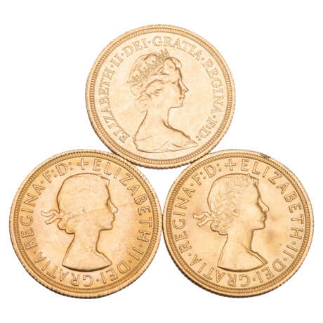 3 x GB/GOLD - 1 Sovereign 1963/ 1967/1974 - Foto 1