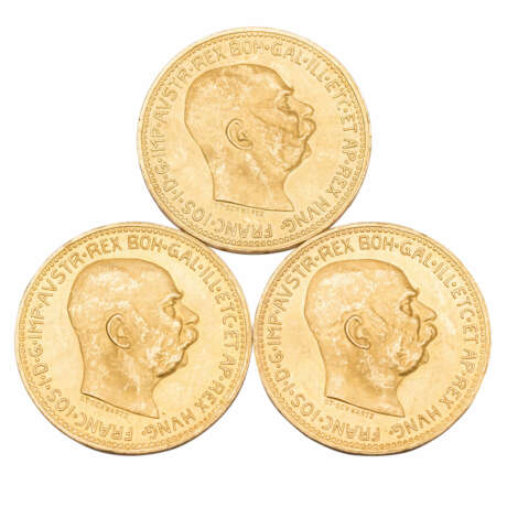 3 x Österreich/GOLD - 20 Kronen 1915/ NP - фото 1